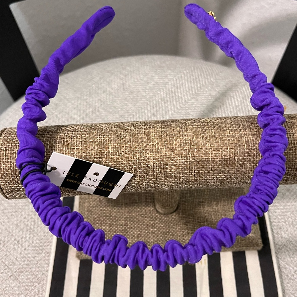 LELE SADOUGHI NWT AUTHENTIC VIOLET JESSIE RUCHED NEOPRENE SLIM HEADBAND - Picture 15 of 15